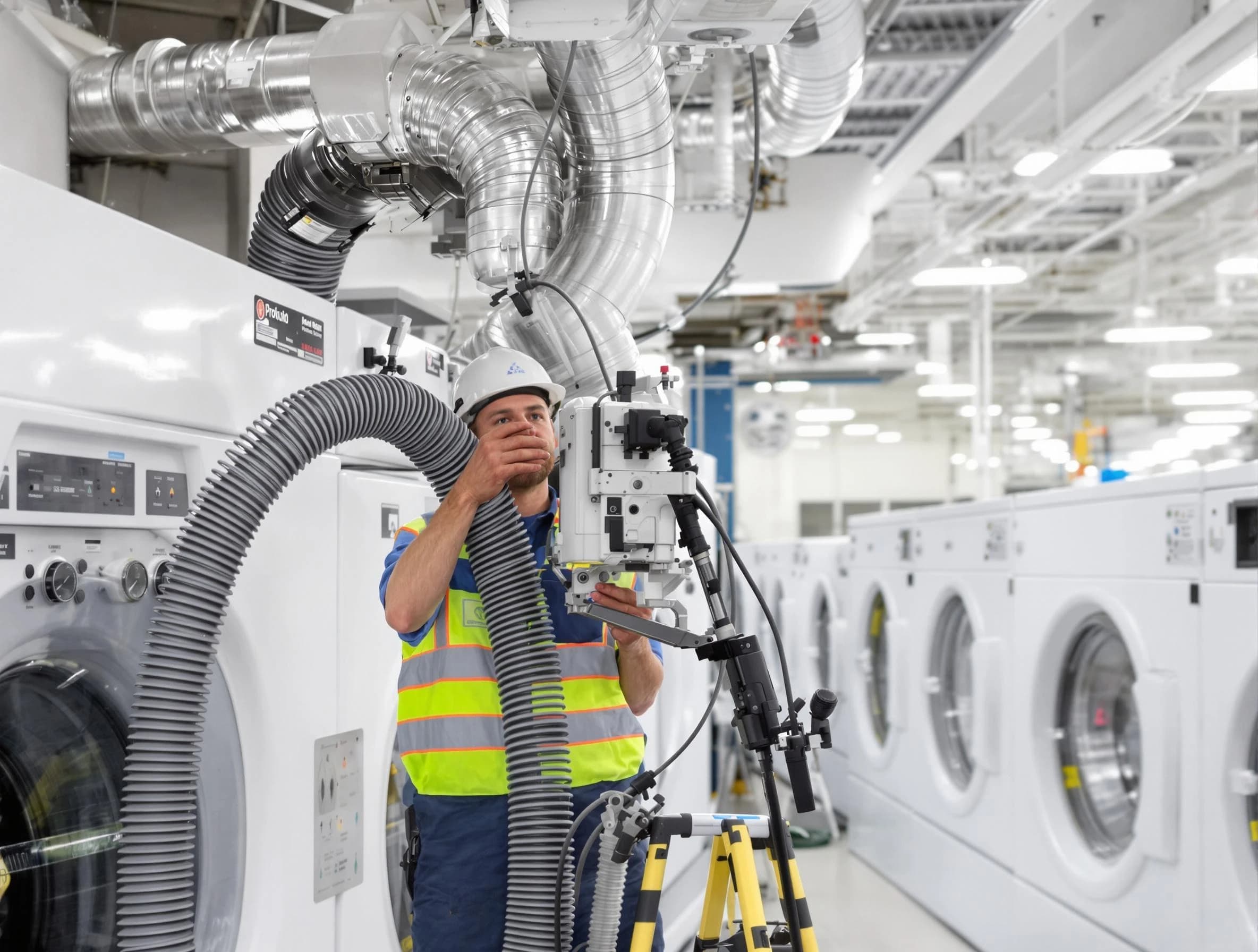 Hopewell Dryer Vent Cleaning team performing commercial-grade dryer vent cleaning at a business facility in Hopewell